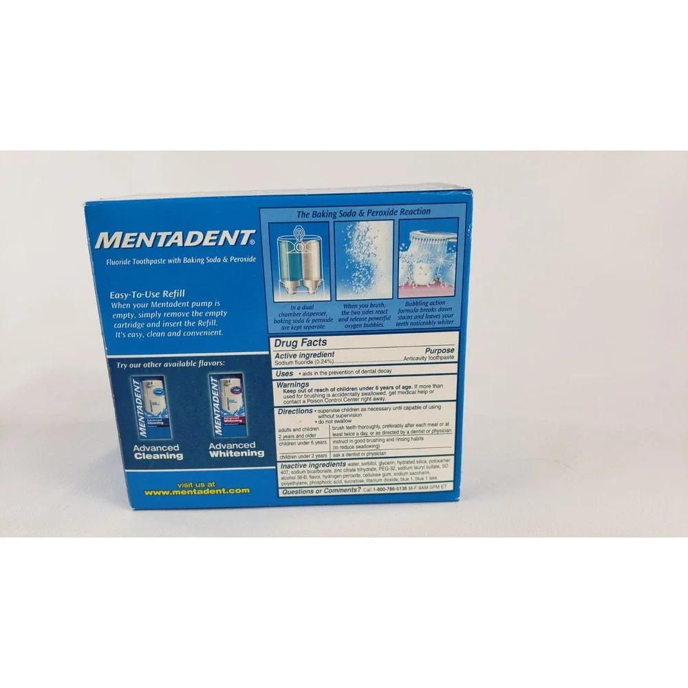 Sealed Mentadent Fluoride Toothpaste Advanced Cleaning Paste Mint Sparkle Refill